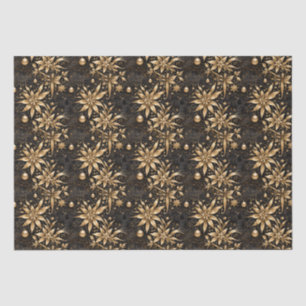 Elegant Black Gold Christmas Ornament Floral  Tissue Paper
