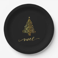 Elegant Black & Gold Christmas Tree Noel