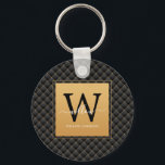 Elegant Black Gold Classy Monogram Initial Script Keychain<br><div class="desc">Elegant Black Gold Classy Monogram Initial Script keychain. Features a luxury black and gold diamond pattern background.</div>