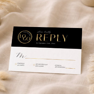 Elegant Black & Gold Company Logo Business Event RSVP Card