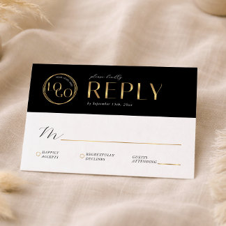 Elegant Black & Gold Company Logo Business Event RSVP Card