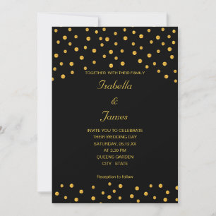 Elegant Black Gold Confetti Invitation