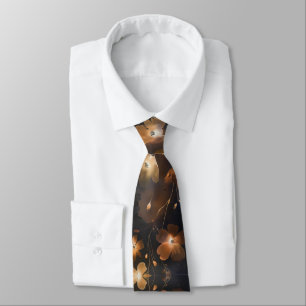 Elegant black gold copper terra cotta floral  tie