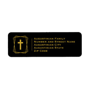 Elegant Black Gold Cross Christian Return Address
