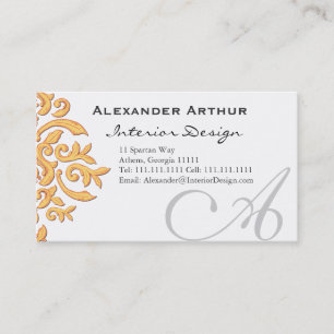 Elegant Black & Gold Damask Handsome Business Card