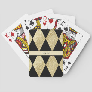 Elegant Black & Gold Diamonds Playing Cards