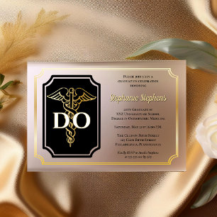Elegant Black   Gold Doctor DO Graduation Party Acrylic Invitations