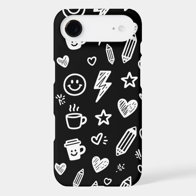 Elegant Black & Gold Doodle Phone Case (Back)