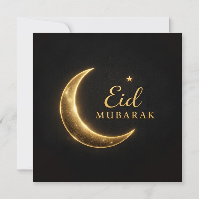 Elegant Black & Gold Eid Mubarak Card – Premium Is (Front)
