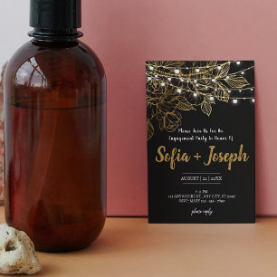 Elegant Black Gold Engagement Party Invite