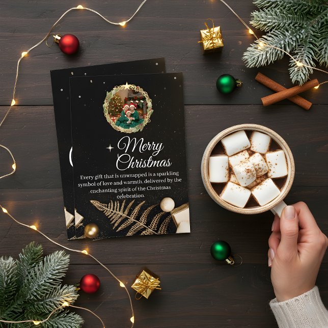 Elegant Black & Gold Family Christmas Card 2026   (Creator Uploaded)