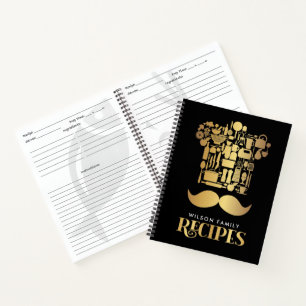 Elegant Black & Gold Family Recipe Notebook