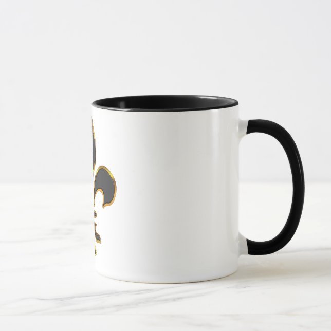 Elegant Black & Gold Fleur-de-lis Mug (Right)