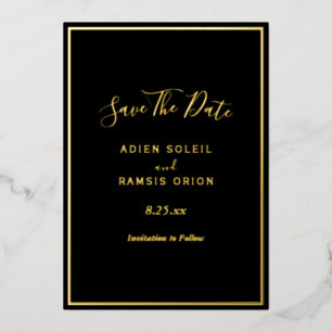 Élégant Black Gold Foil Économisez La Carte Date