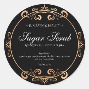 Elegant Black Gold Foil Glamourous Product Label