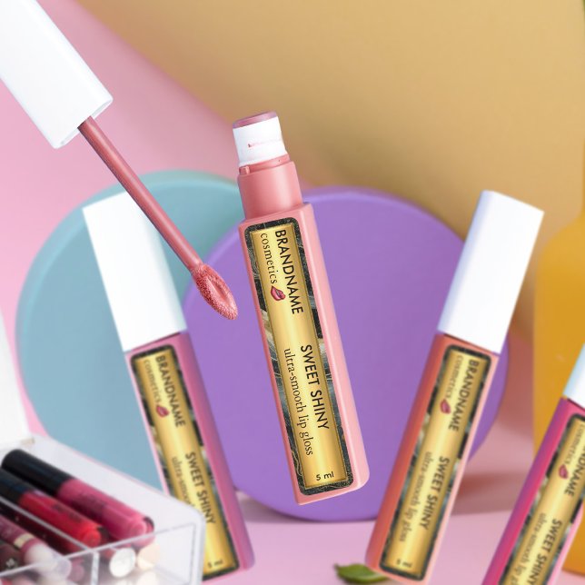 Elegant Black Gold Foil Glitter Agate Lip Gloss   (Creator Uploaded)