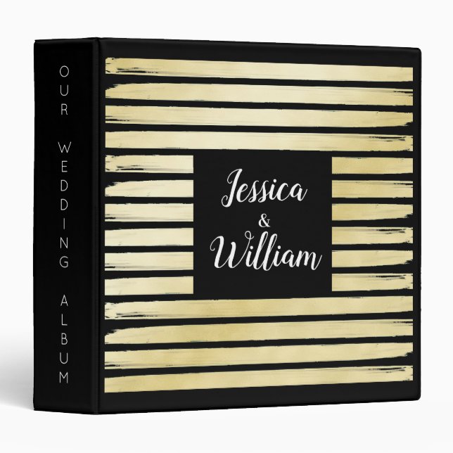 Elegant black gold foil paint striped with frame binder (Front/Spine)