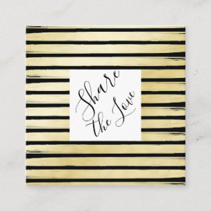 Elegant black gold foil paint striped with frame referral card
