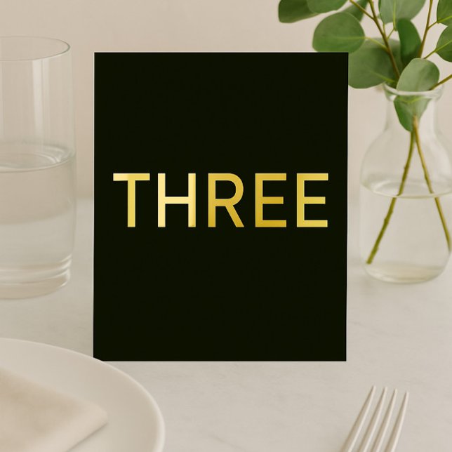 Elegant Black & Gold Foil Wedding Table Number (Creator Uploaded)