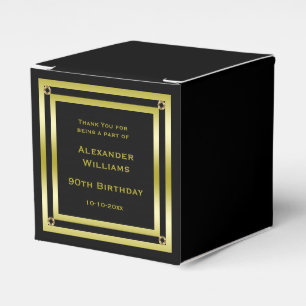 Elegant Black & Gold Framed 90th Birthday Favor Box