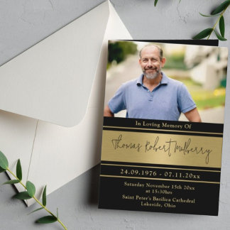 Elegant Black & Gold Funeral Program Template
