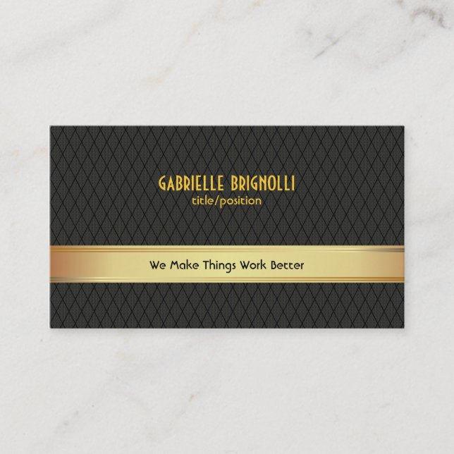 Elegant Black & Gold Geometric Pattern Business Card (Front)