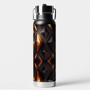 Elegant black gold geometric shapes water bottle