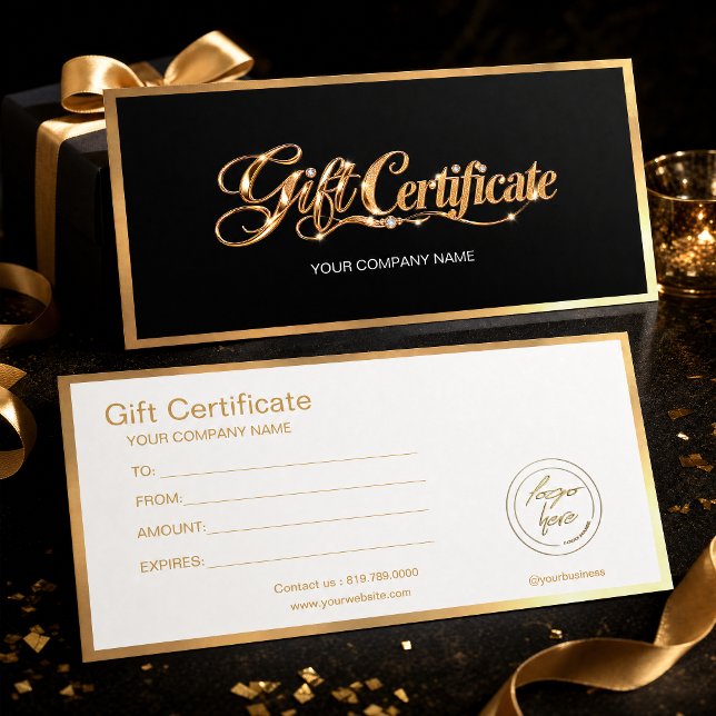 Elegant Black & Gold Gift Certificate | Custom  (Elegant Black & Gold Gift Certificate#giftcertificate)