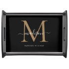 Elegant Black Gold Girly Monogram Script Name