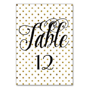 Elegant Black Gold Glam Dots table number