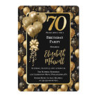 Elegant Black Gold Glitter Balloons 70th Birthday