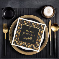 Elegant Black Gold Glitter Birthday Balloons