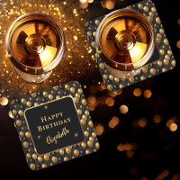 Elegant Black Gold Glitter Birthday Balloons