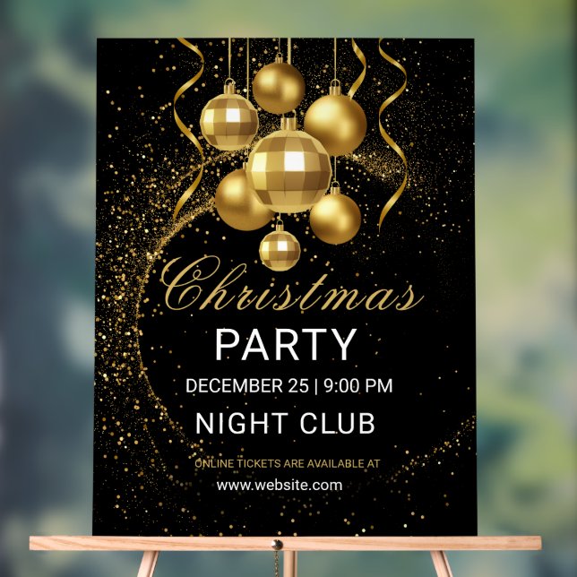 Elegant Black Gold Glitter Christmas Party  (Neutre)