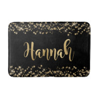 Elegant Black Gold Glitter Confetti Gold Name