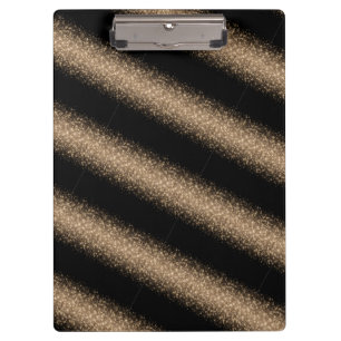 Elegant Black & Gold Glitter Ombre Clipboard
