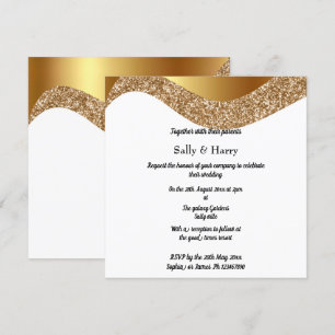 ELEGANT BLACK GOLD GLITTER WAVE INVITATION