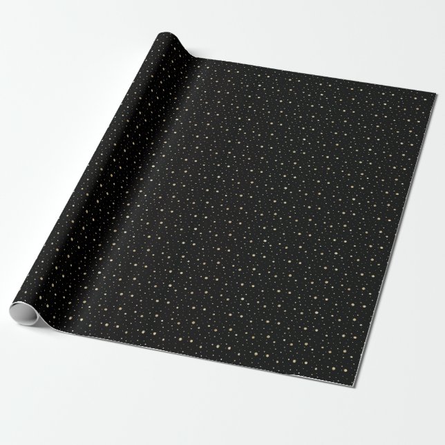 Elegant Black & Gold Glitter Wrapping Paper (Unrolled)