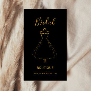 Elegant Black & Gold Gown Bride Stylist Boutique  Business Card