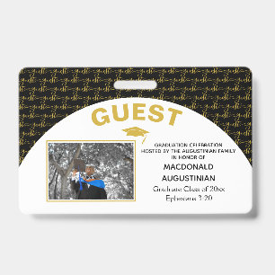 Elegant Black Gold Graduate Guest Badge