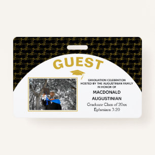 Elegant Black Gold Graduate Guest Badge