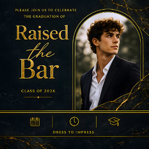 Elegant Black Gold Graduation Invitation