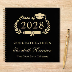 Elegant Black Gold Graduation Party Guest Book