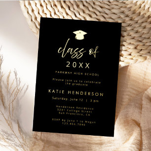 Elegant Black & Gold Graduation Party Invitation