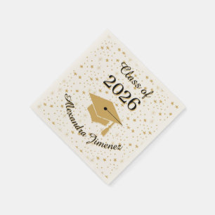Elegant Black Gold Graduation Party Paper Napkin