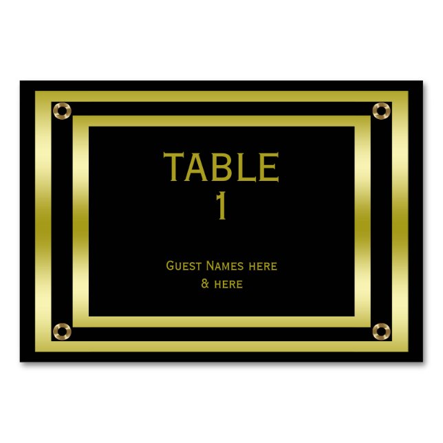 Elegant Black & Gold  Graduation Table Number (Front)