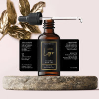 Elegant Black & Gold Hair Oil Dropper Bottle Label