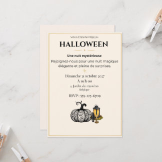 Elegant Black & Gold Halloween Invitation