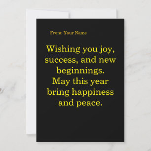 Elegant Black & Gold Happy New Year Greeting Card