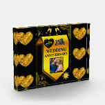 Elegant Black Gold Heart 25th Wedding Anniversary  Photo Block<br><div class="desc">Celebrate your 25th wedding anniversary in style with this elegant and personalized photo block. Featuring chic gold hearts design, this unique photo block allows you to customize it with one cherished photo and the number of years you’re celebrating, perfect for marking your twenty-fifth or even fiftieth anniversary. Whether it's a...</div>